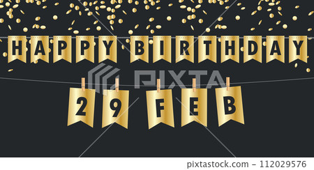 29 february golden party flag and confetti background vector illustration 29 february golden party flag and confetti background vector illustration 112029576