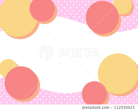 Geometric pattern background with circular polka dot wave border, warm colors Geometric pattern background with circular polka dot wave border, warm colors 112030025