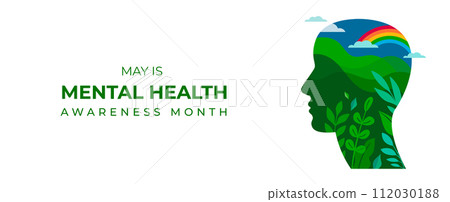 Mental Health Awareness Month. Raising awareness of depression campaign. Abstract head profile 112030188