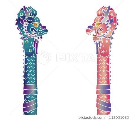 Colorful and beautiful bingata-style dragon pillars from Okinawa Colorful and beautiful bingata-style dragon pillars from Okinawa 112031083
