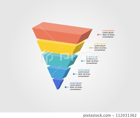 cone pyramid funnel chart template for infographic for presentation for 5 element 112031362