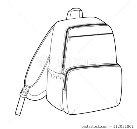 School Bag backpack silhouette bag. Fashion accessory technical illustration. Vector schoolbag 3-4 view for Men School Bag backpack silhouette bag. Fashion accessory technical illustration. Vector schoolbag 3-4 view for Men 112031801