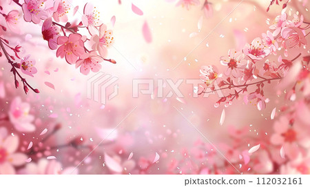 落下的櫻花花瓣的背景圖像 112032161