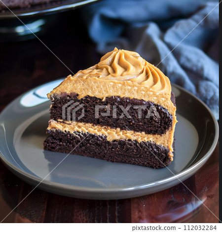 Chocolate cake covered in peanut butter Chocolate cake covered in peanut butter 112032284