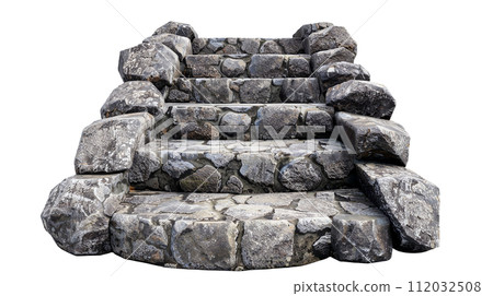 Ancient Stone Stairs isolated on transparent background. AI Generated Ancient Stone Stairs isolated on transparent background. AI Generated 112032508