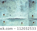 Retro concrete wall texture rusty screws 112032533
