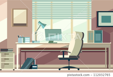 Flat Vector Design of Workspace Landscape in the Office with Modern Interior Style Flat Vector Design of Workspace Landscape in the Office with Modern Interior Style 112032765