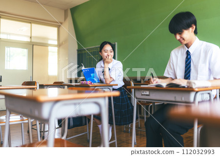 High school students studying in a school classroom 112032993