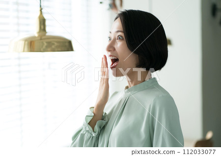 一個驚訝的表情的女人 112033077