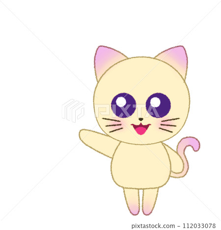 Crayon illustration of a cat raising its hand Crayon illustration of a cat raising its hand 112033078