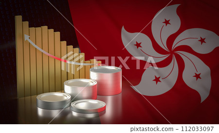 The Chart and coins on Hong Kong flag for Business concept 3d rendering. 112033097