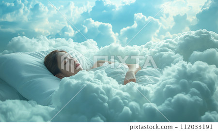 woman sleeping on a cloud 112033191