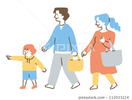 男孩指著手指和parents_color 112033224