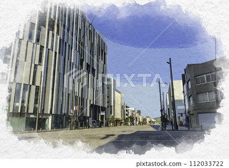 水彩畫風格 富山市平和街西町十字路口 富山縣富山市 112033722