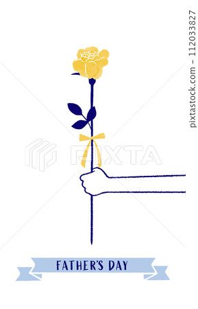 Father's Day title and line drawn yellow rose illustration 112033827