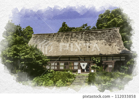 水彩畫風格 富山市民民藝村 民藝合掌館 富山縣富山市 水彩畫風格 富山市民民藝村 民藝合掌館 富山縣富山市 112033858