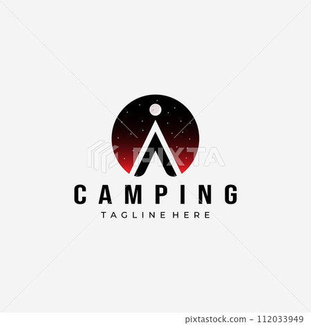 Night Tent Camping Logo Vector Design Vintage Illustration Icon 112033949