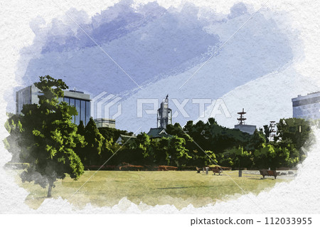 Watercolor painting style Toyama city Matsukawa Park Toyama City, Toyama Prefecture 112033955