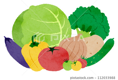 模擬風格蔬菜集合的插圖 112033988