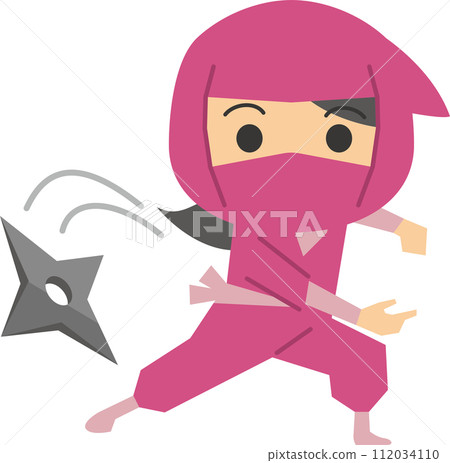 Image illustration of a female ninja throwing shuriken 112034110