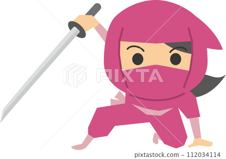 Image illustration of a female ninja holding a sword Image illustration of a female ninja holding a sword 112034114