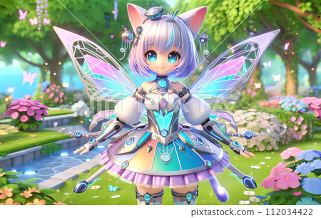 虛擬助理：在花園裡擺姿勢的仙女：矩形奇蹟 112034422