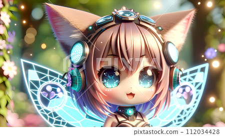 虛擬助理：在花園裡興奮的貓仙子：長方形的奇蹟 112034428