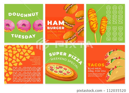 Social media post with fast food special offers Social media post with fast food special offers 112035520