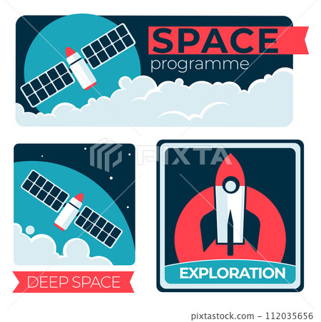 Space exploration and universe program banners Space exploration and universe program banners 112035656