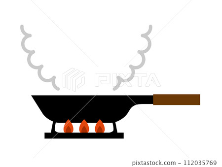 Illustration of heating a frying pan 112035769