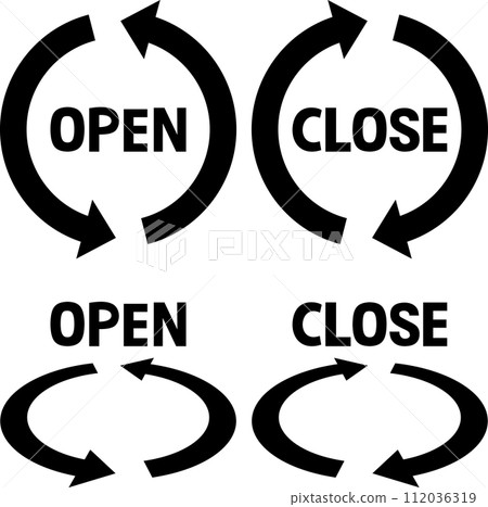 OPEN、CLOSE 字母和圓形箭頭 112036319