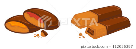 Crunchy cookies with chocolate and jamp filling 112036397