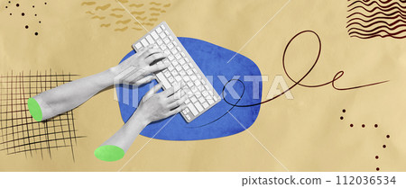 Person using a computer keyboard 112036534