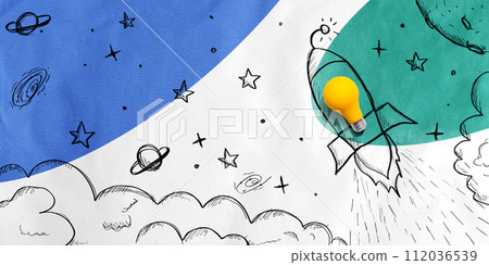 Idea light bulb rocket flying to the sky 112036539
