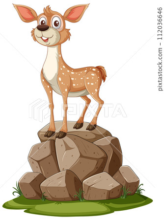 Cheerful Deer on a Rocky Outcrop 112036646