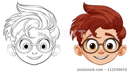 Cheerful Boy Faces Vector Illustration 112036658