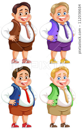 Cheerful Cartoon Businessmen Posing 112036684