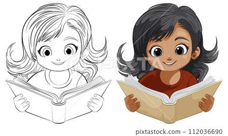 Joyful Children Reading Together 112036690