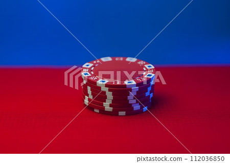 AI-generated content. Bright colorful casino chips. Neural network AI generated art 112036850