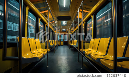 AI-generated content. view from inside a subway car. Neural network AI generated art 112037448