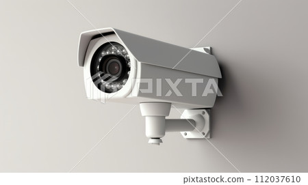 AI-generated content. Surveillance camera on white background. Neural network AI generated art 112037610