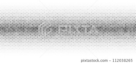 Rhombus gradient halftone texture. Diamond shape dot fading background. Abstract geometric particle vanishing gradation backdrop. Rhomb shape grunge overlay structure. Vector black and white wallpaper Rhombus gradient halftone texture. Diamond shape dot fading background. Abstract geometric particle vanishing gradation backdrop. Rhomb shape grunge overlay structure. Vector black and white wallpaper 112038265