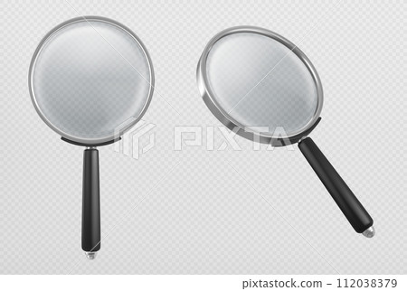 Magnify glass in different view angles. 112038379