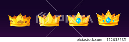 Gold crown icon for game ui level rank design. 112038385