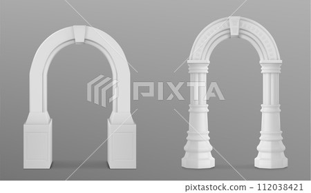 Ancient roman arch with decorative ornate. 112038421