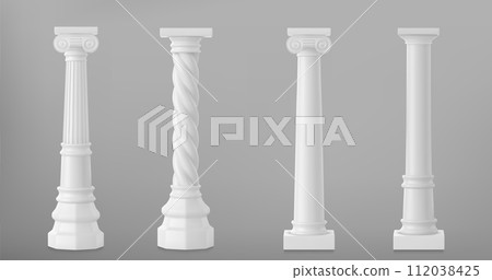 Ancient roman column made of white clay. Ancient roman column made of white clay. 112038425
