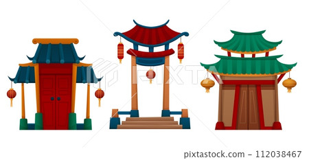 Traditional Chinese house or temple door Traditional Chinese house or temple door 112038467