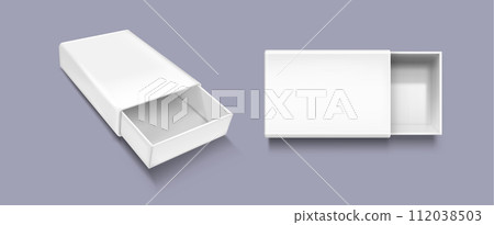 Open slide box mockup. Realistic vector 112038503