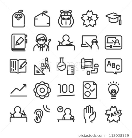 Exam study icon set Exam study icon set 112038529