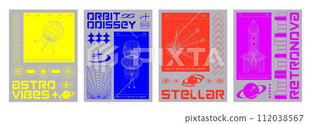 Space exploration poster design template in y2k Space exploration poster design template in y2k 112038567